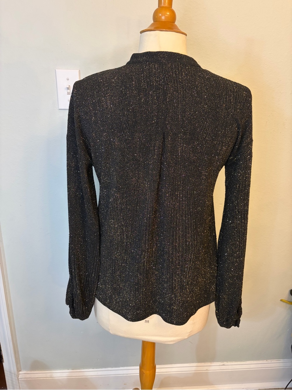 Endless Rose Black Sparkle Tie-Neck V-Neck Sweater - Picture 4 of 11